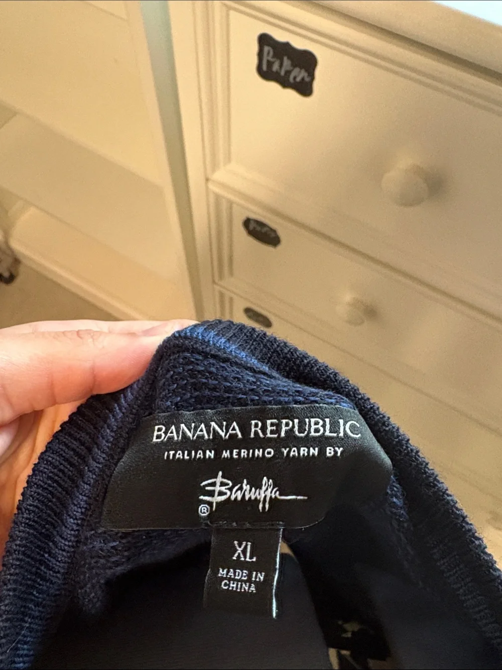 Banana Republic Men's Navy Crewneck Sweater - Textured Knit